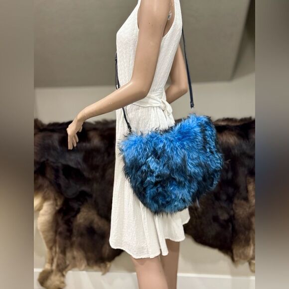 Stunning Real Curly Shearling Hobo Bag, Handmade Lamb Fur Crossbody, Slouchy Bag - Picture 13 of 15